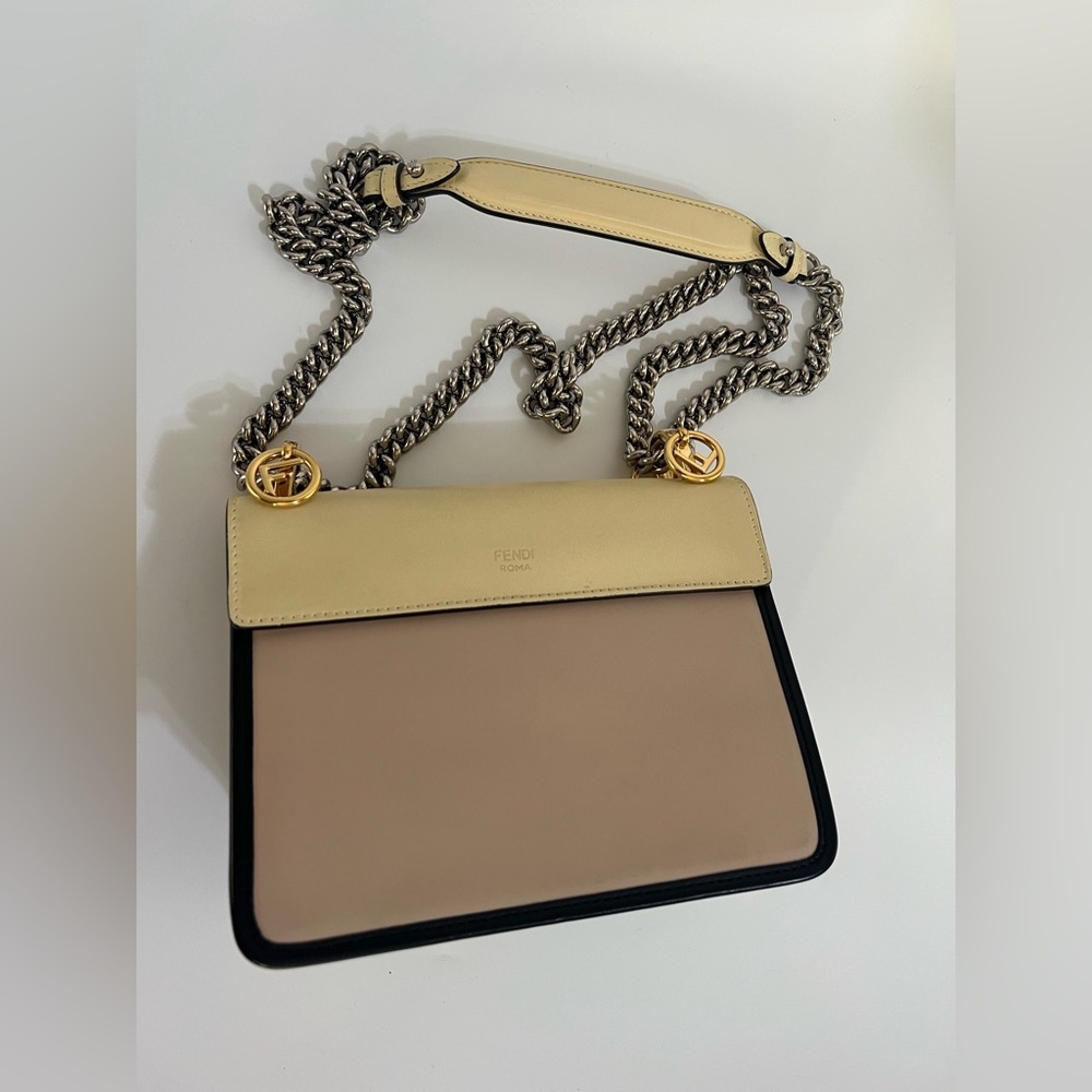 Fendi Kan Tri Color Yellow Beige Blue Chain Strap Authentic - Picture 7 of 16